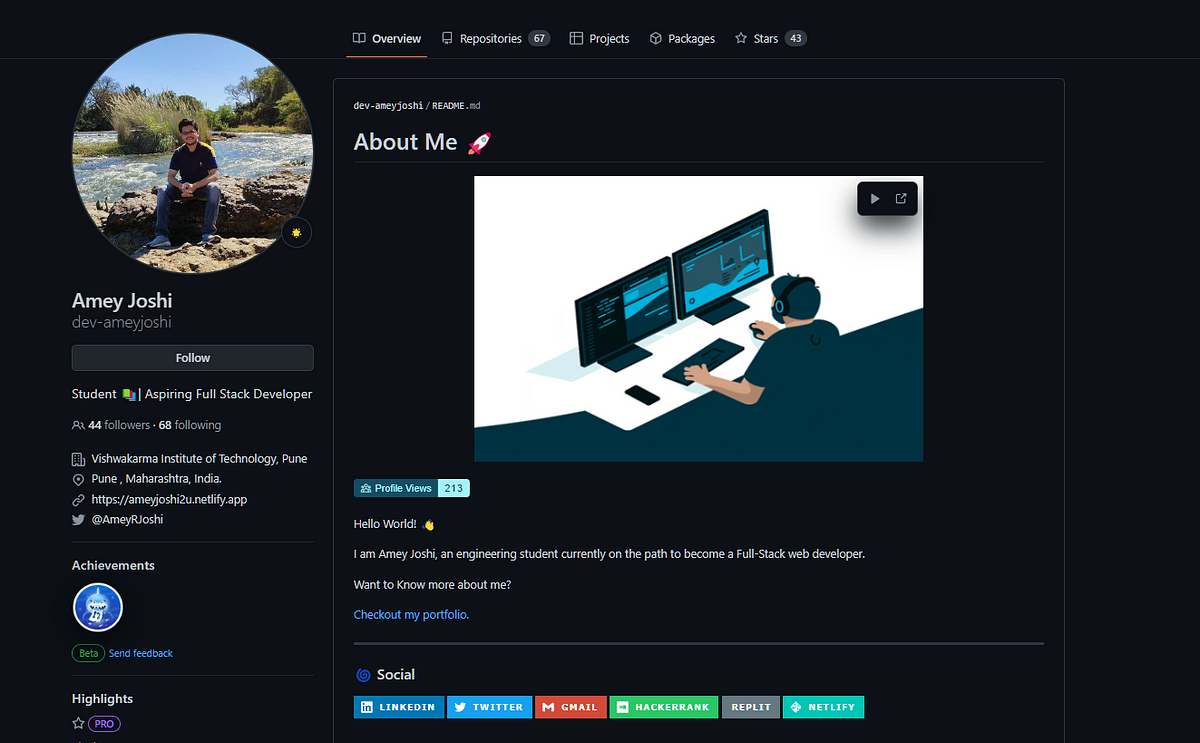 Creating An Awesome GitHub Profile Readme By Amey Joshi Google 