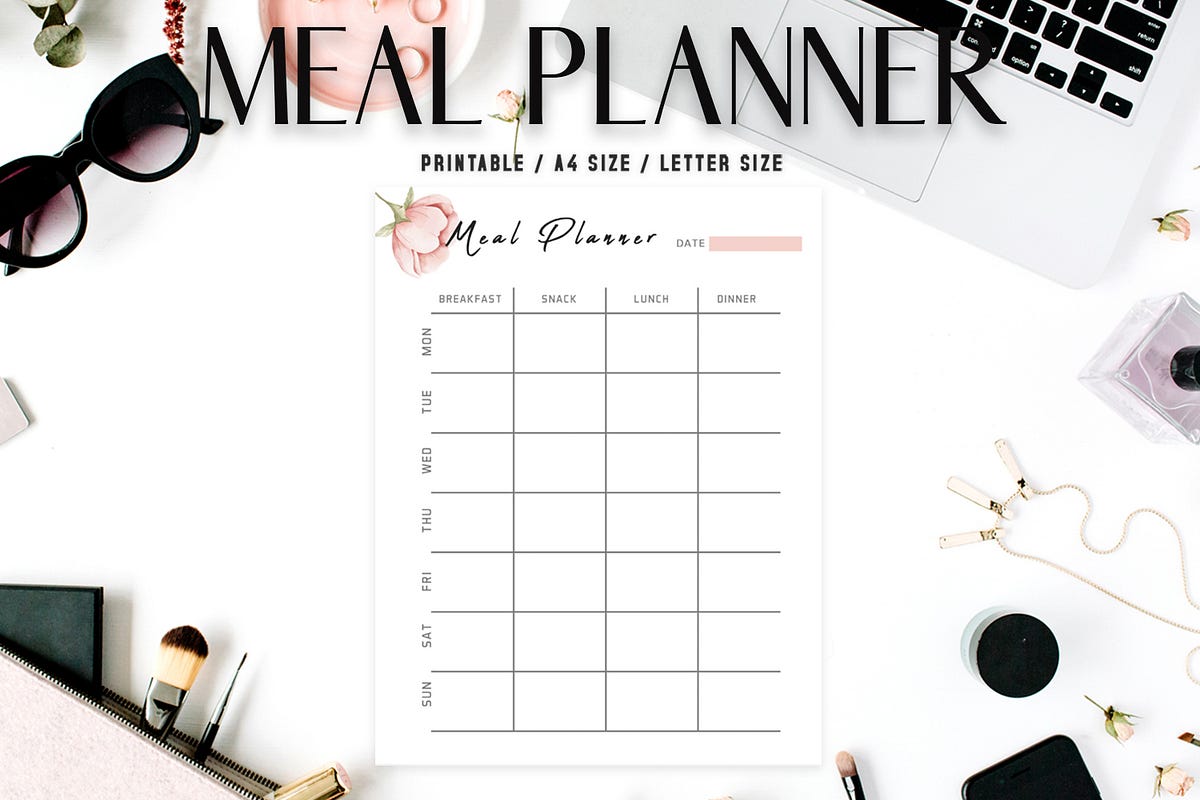Floral Meal Planner Template V2 Free Download | by Glowglyph | Apr ...