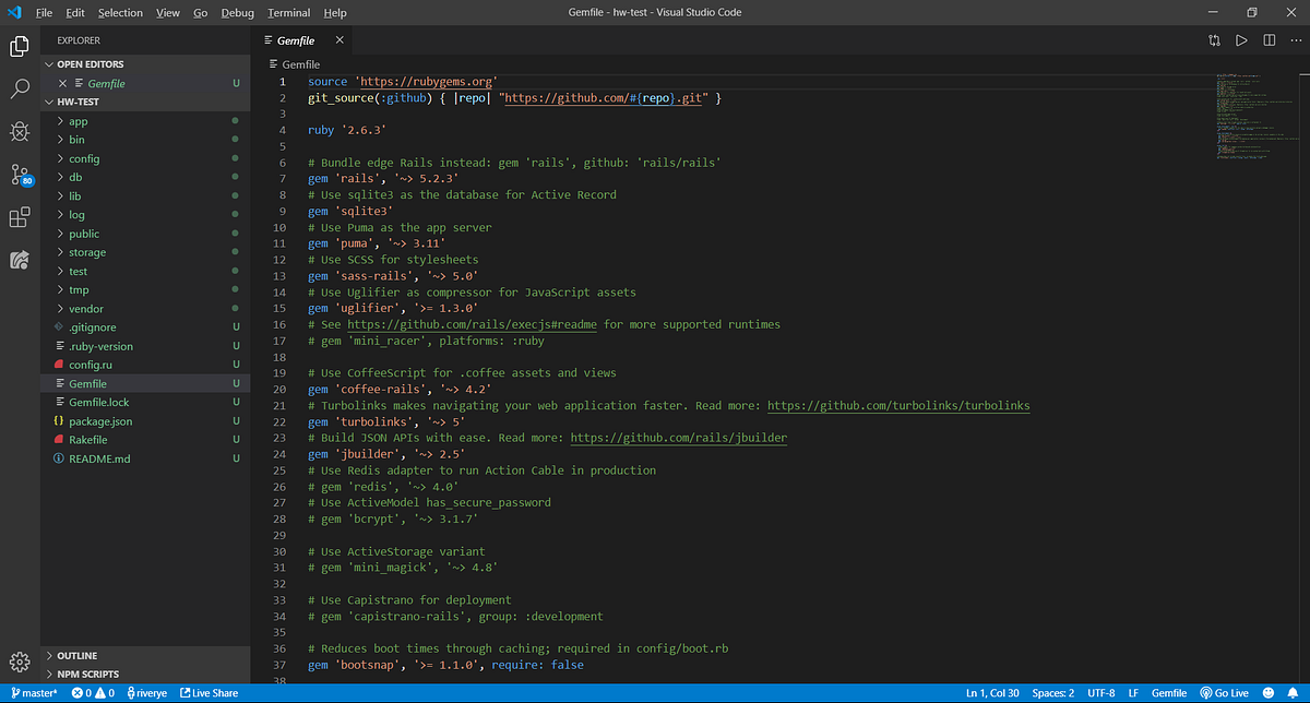 Rails 中的 Gemfile 檔案的內容. 建立 Rails 新專案時 (以 5.2.3… by 被端走的小菜 Medium