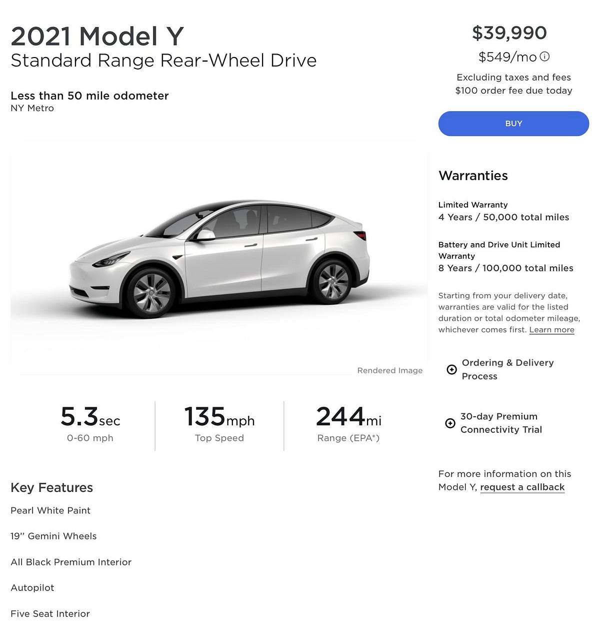 Model Y Standard Range Officially Rated by the EPA | by onlyusedtesla