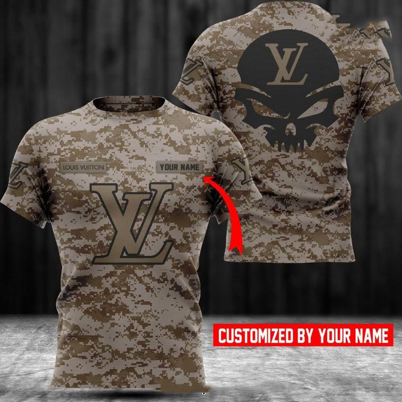 New Louis Vuitton Army Camouflage Luxury Brand 3D T-Shirt Pod