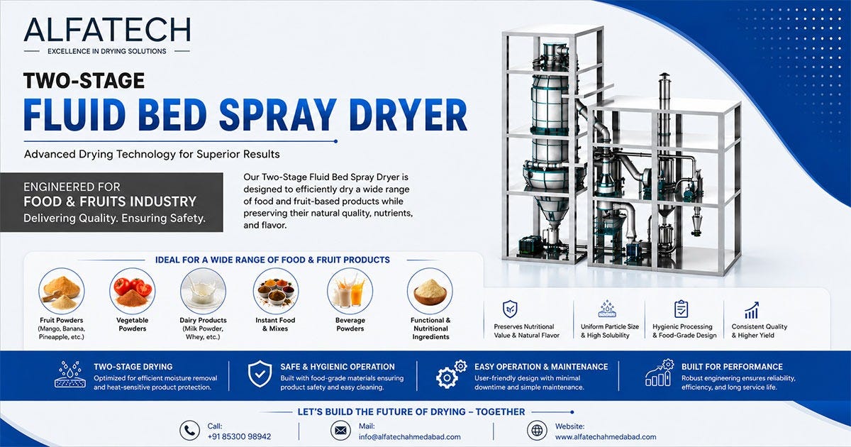Two-Stage Fluid Bed Spray Dryer in Andhra Pradesh