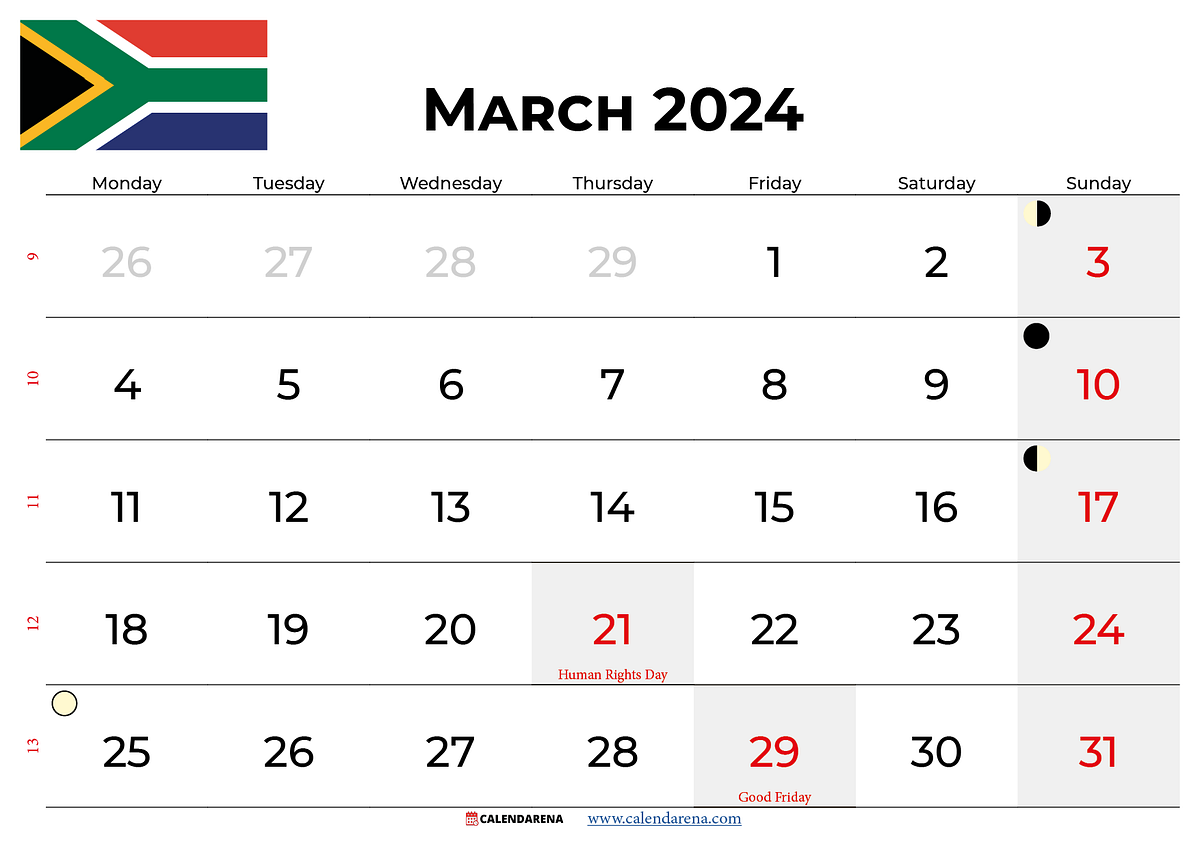 march 2024 calendar south africa with holidays | by Calendarena | Medium