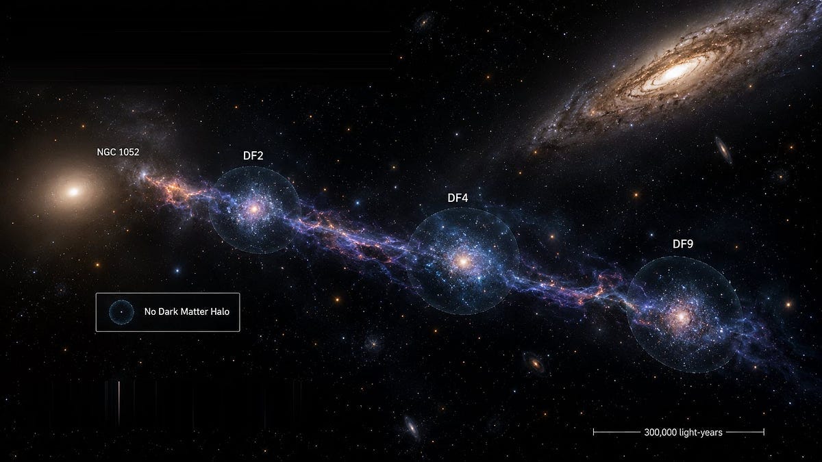 Third Dark Matter-Free Galaxy Discovered, Challenging Theories of Cosmic Evolution