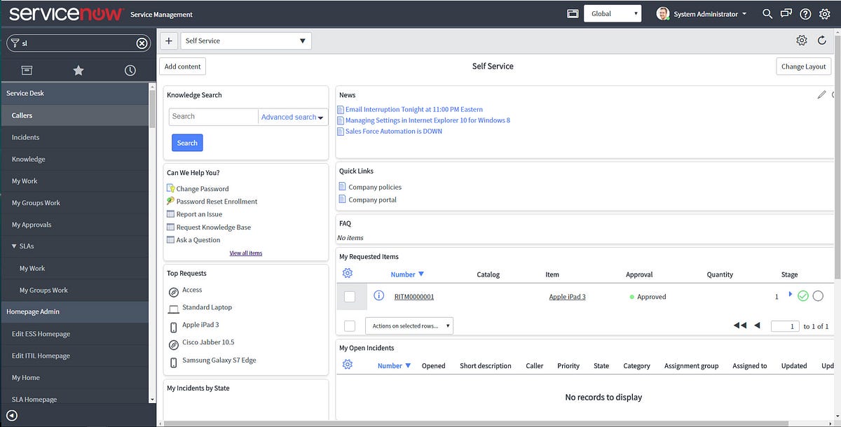 A Beginner’s Insight into the User Interface on ServiceNow | by John ...