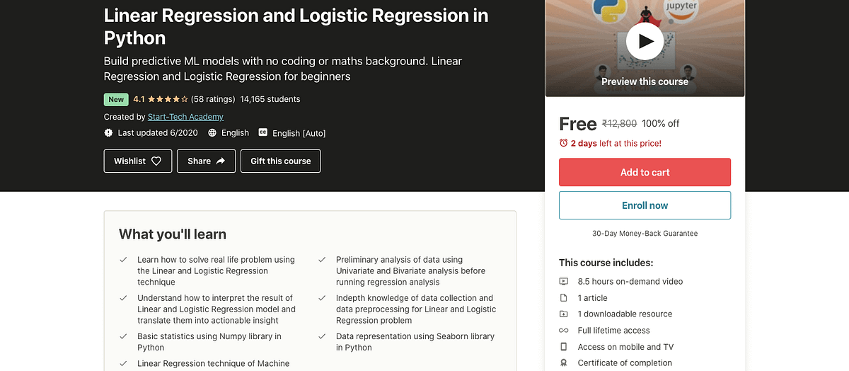 Linear Regression and Logistic Regression in Python | by FresherCooker ...