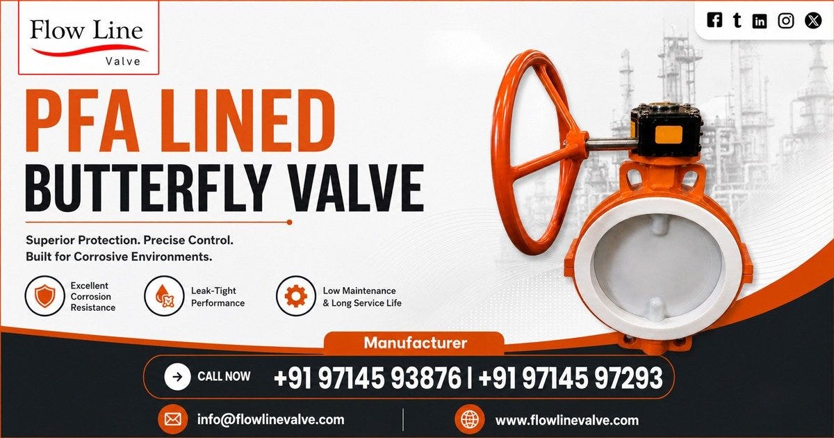 PFA Lined Butterfly Valve in Ankleshwar