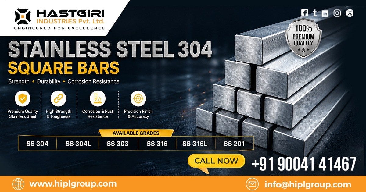 Stainless Steel 304 Square Bars in Rajkot