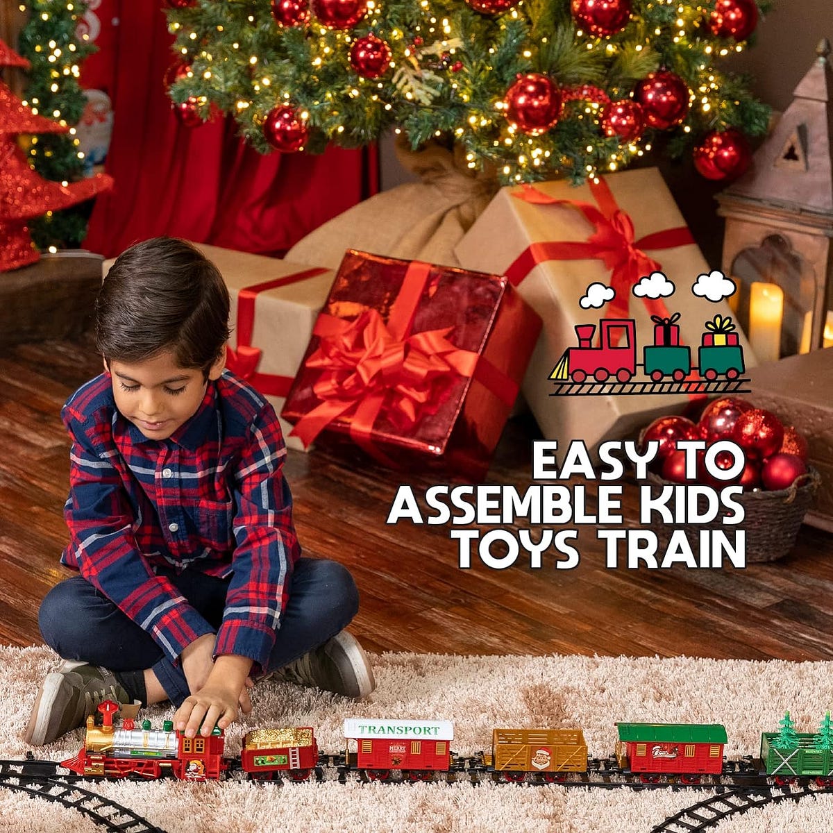 Play Moon Electric Train Set for Christmas Tree 39 PCS Deluxe Railway