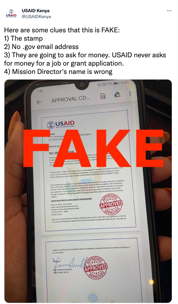 HOAX: This grant offer letter purportedly shared by USAID is a 