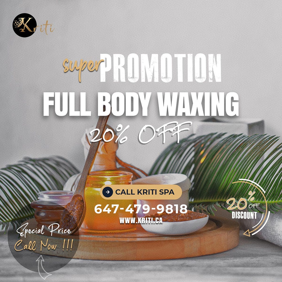 Discount on Full Body Waxing in Brampton at Kriti Salon and Spa. A