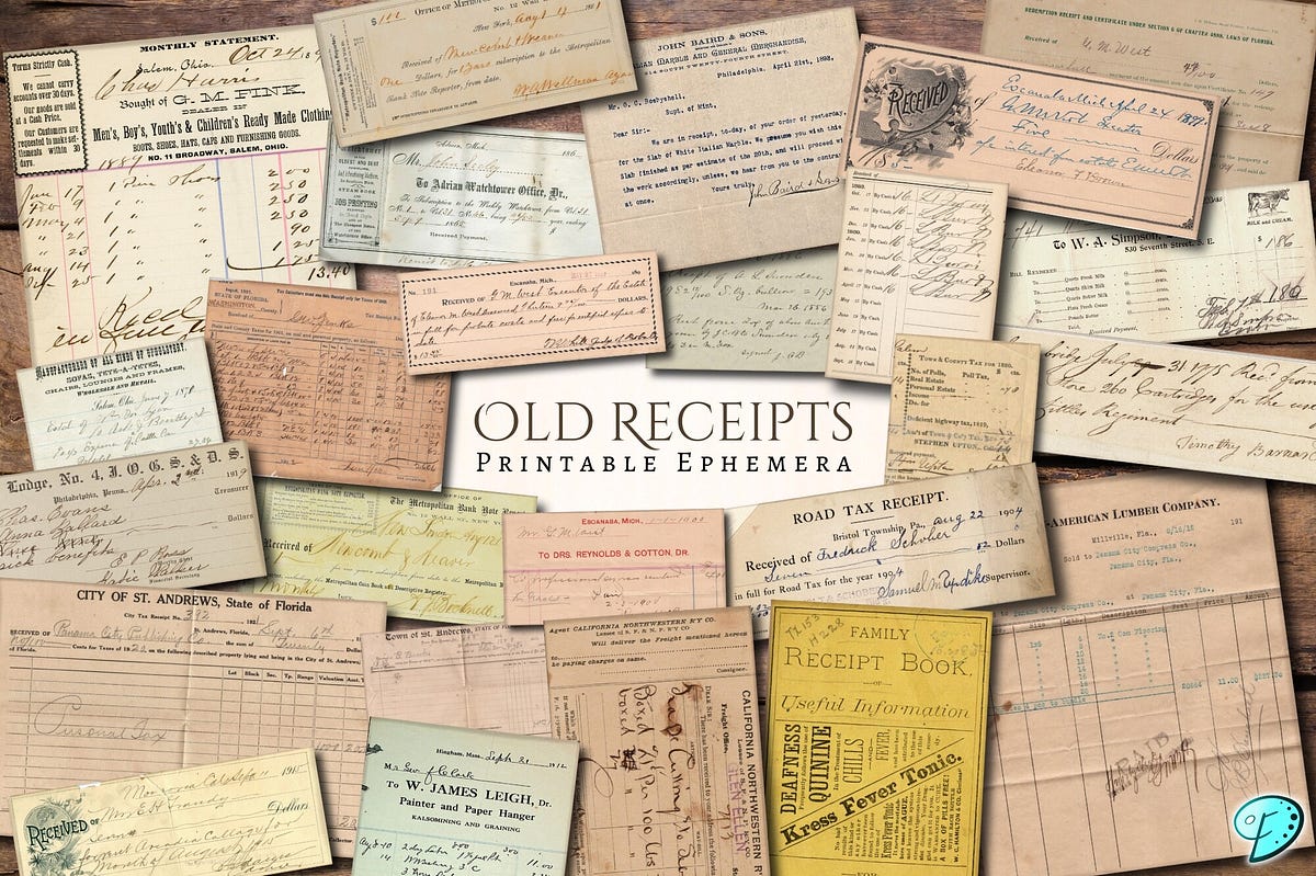 Old Receipt Printable Ephemera Free | by Auroraskye | Jul, 2024 | Medium