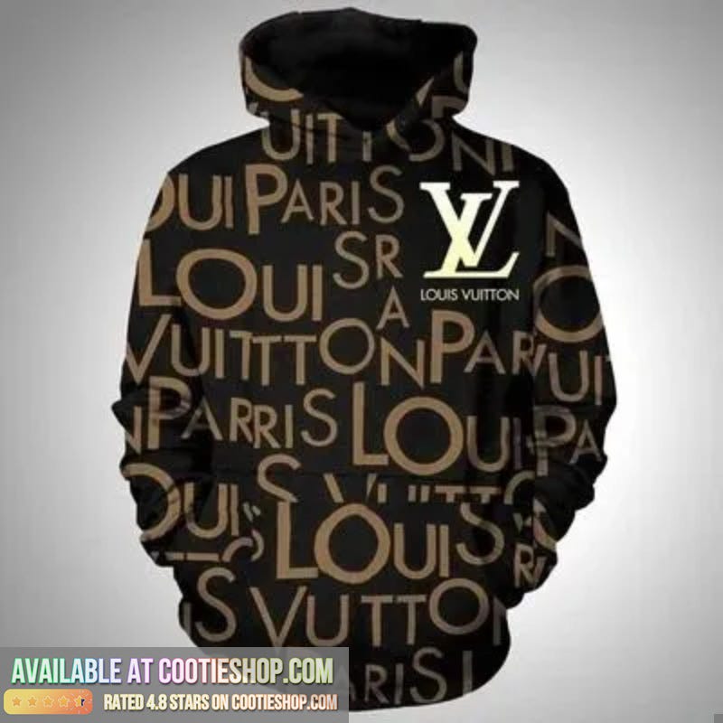 Louis Vuitton Grey Black Luxury Unisex Premium Hoodie Luxury Brand