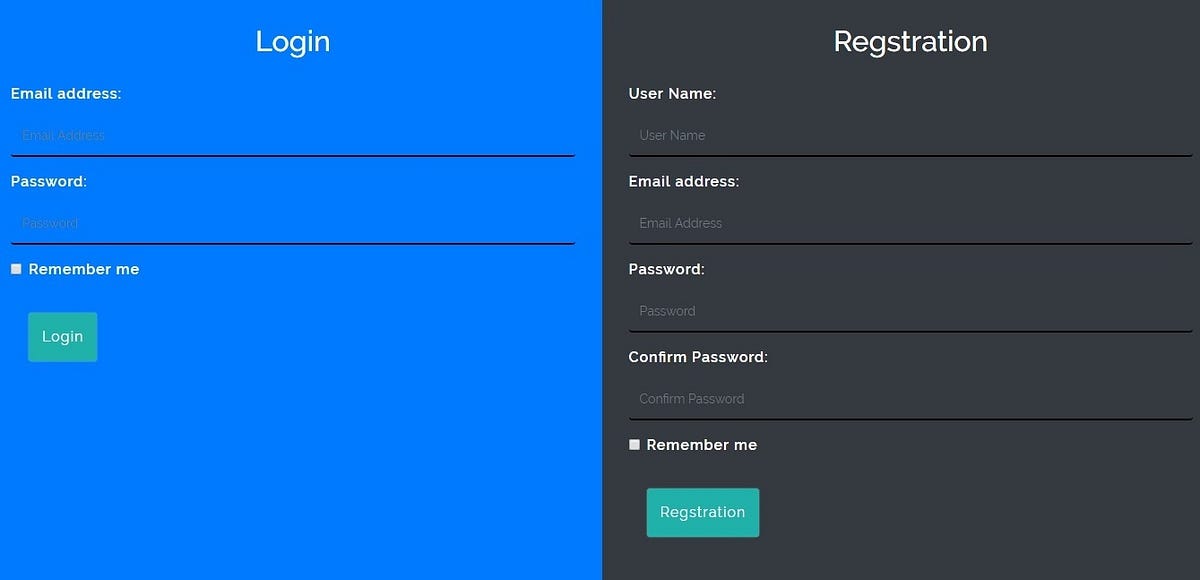 Login and Registration Form In Bootstrap 4 by w3hubs Medium