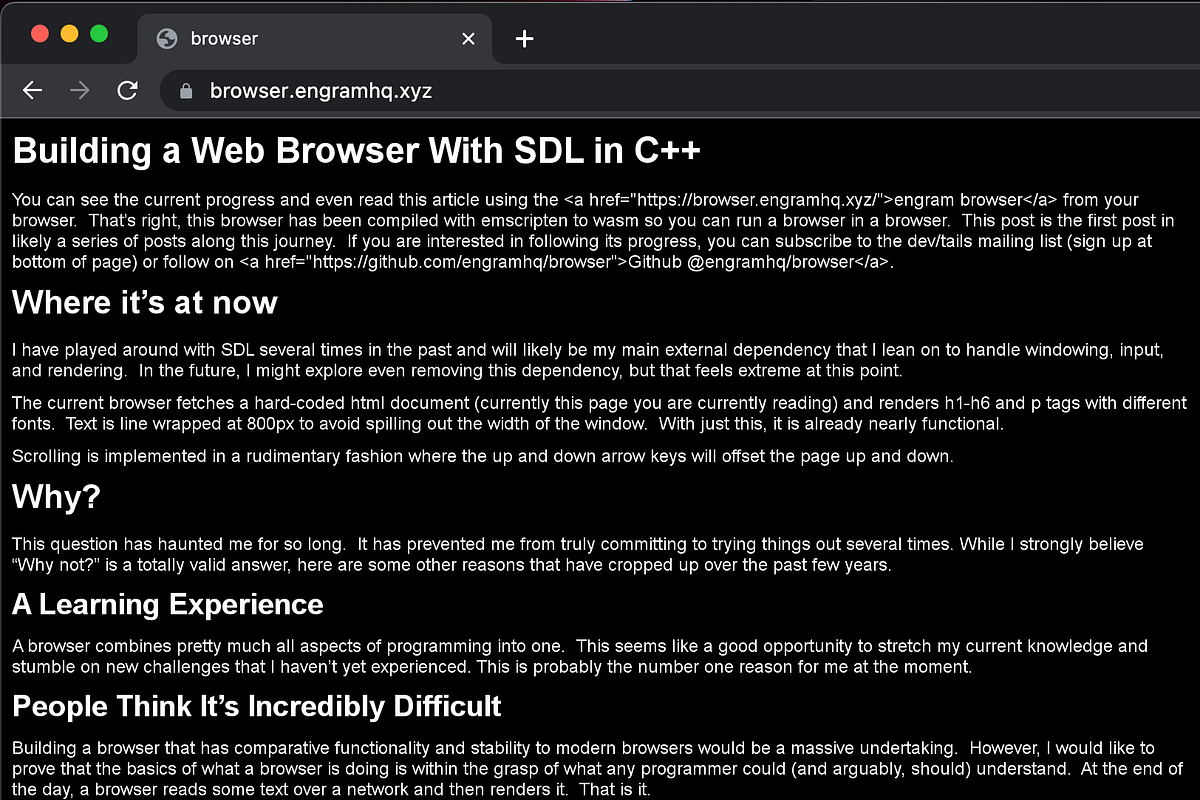 Building a Web Browser With SDL in C++ | by Adam Berg | Geek Culture ...