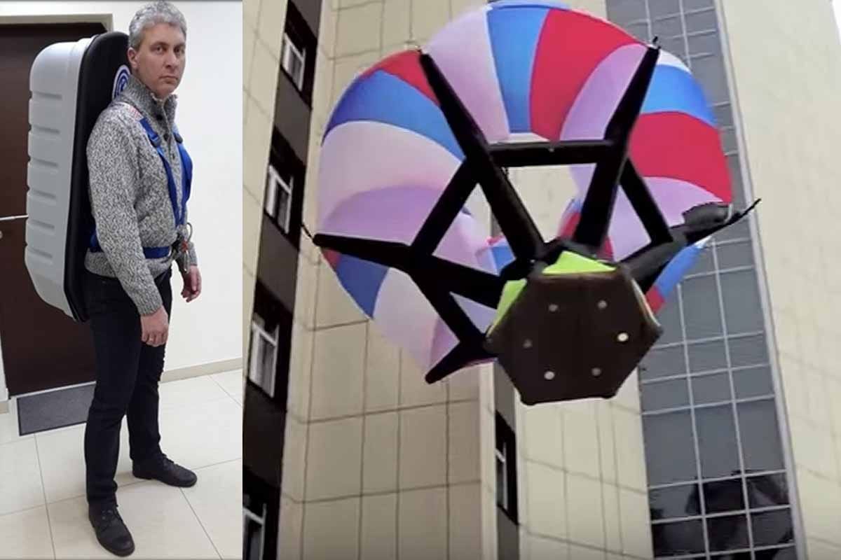 « Conçu pour des chutes de 1000 m », l’invention d’un parachute pour évacuer les immeubles par les…