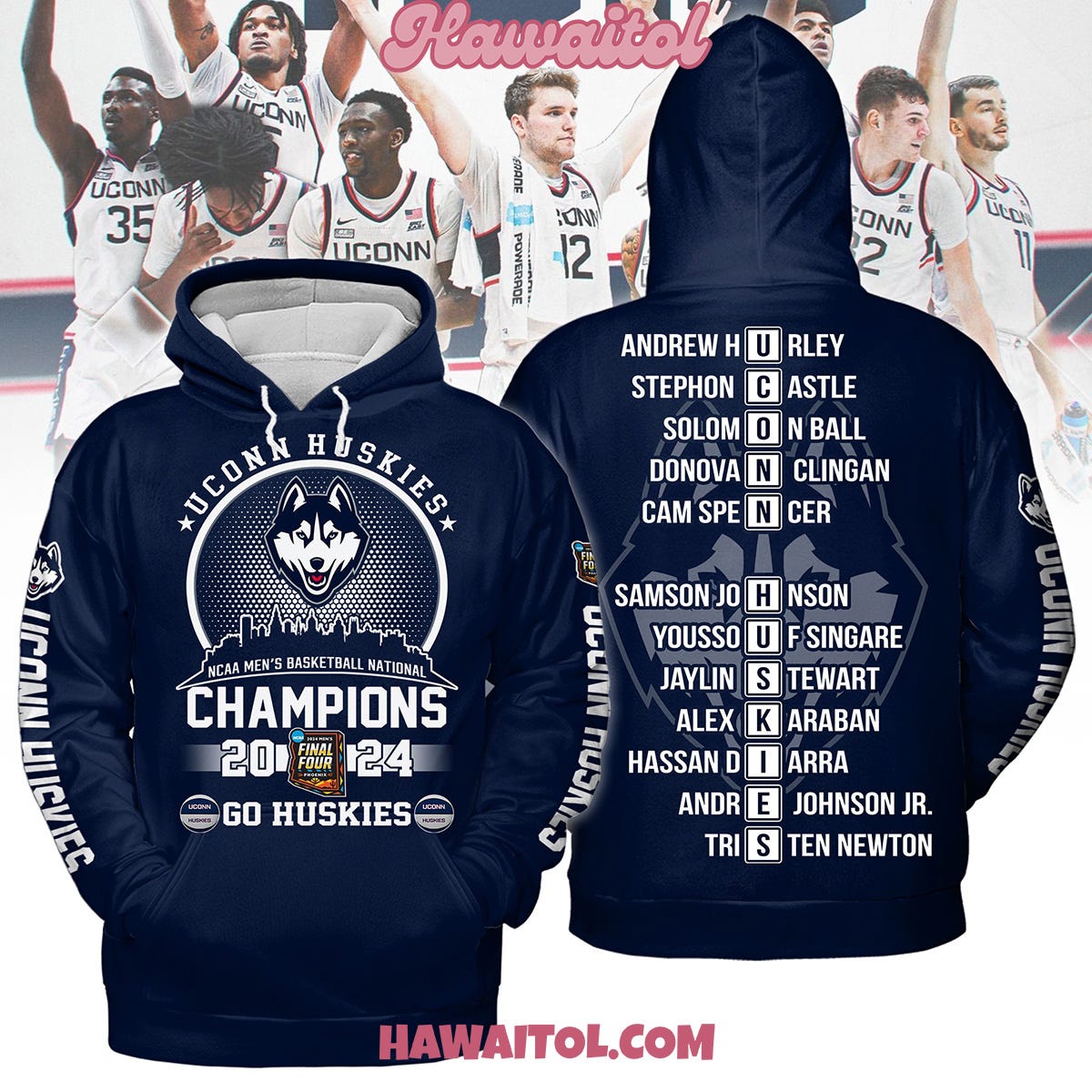 Uconn Huskies Ncaa Men’s Basketball National Champions 2024 Hoodie 