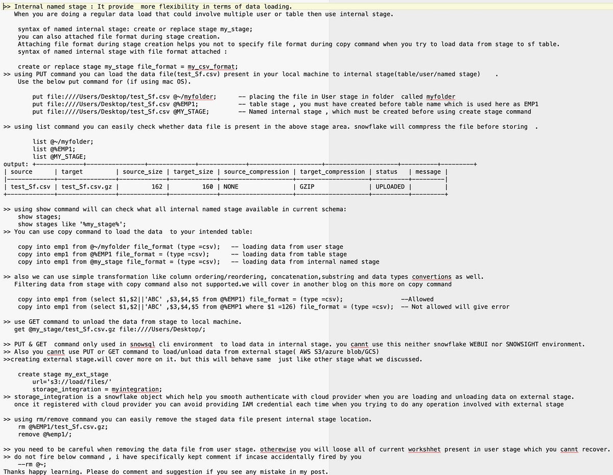 Few points about Snowflake Stage. >>what is stage ? A stage is a… by