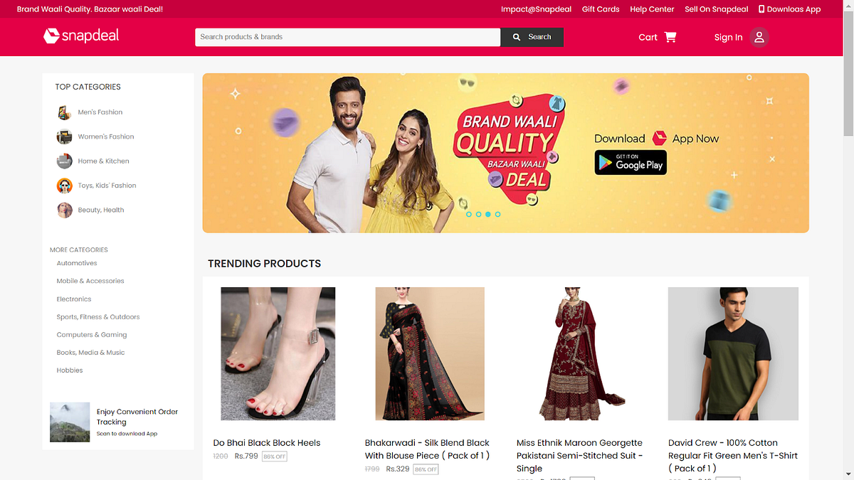 Cloning of snapdeal.com website using HTML, CSS & Javascript | by ...