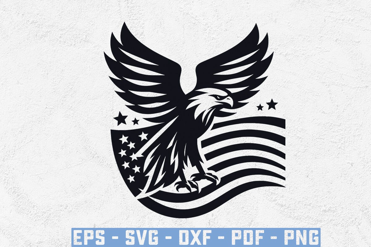 Usa Flag With Eagle Silhouette Vector 