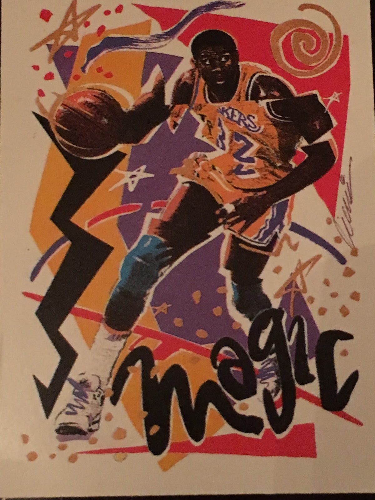 Earvin Magic Johnson 狭い サイン入りカード 