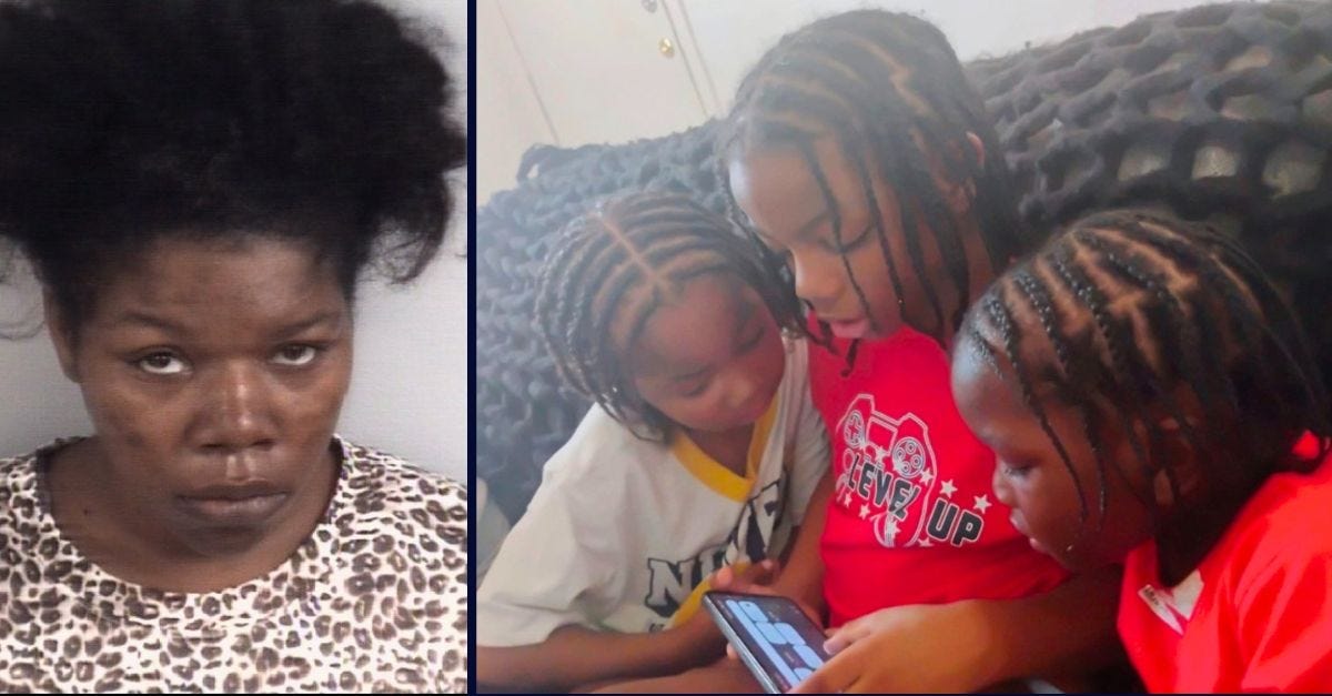Left: Megan Scott (Cumberland County Jail). Right: Jae’Coda Thomas, 3, Ju’Mari Thomas, 6, and Jack Thomas, 8 (GoFundMe).
