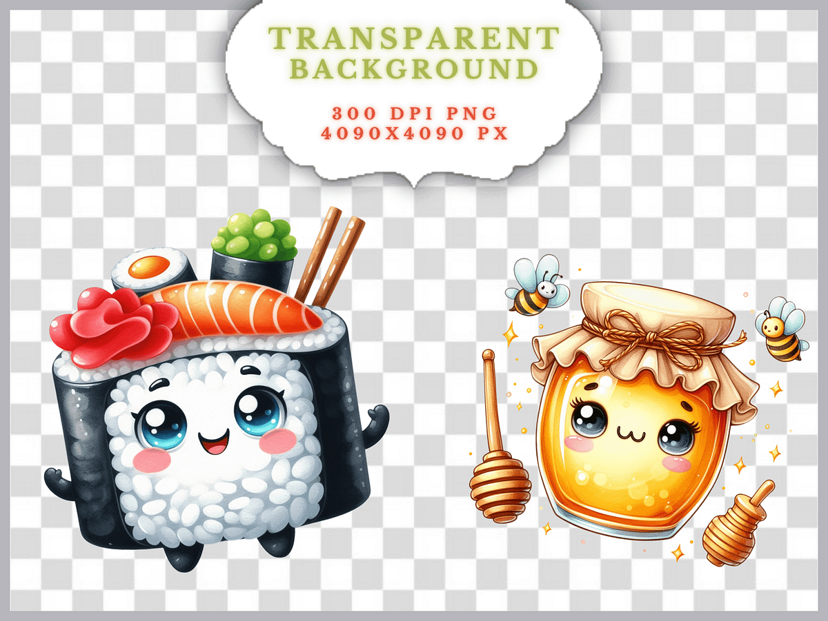 Watercolor Kawaii Clipart — Kawaii Png (Printable Illustrations) | by ...