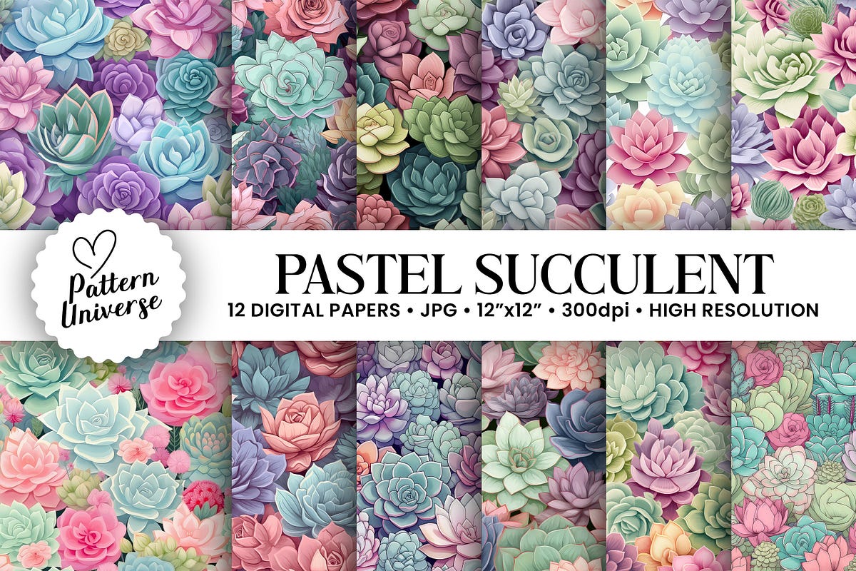 Pastel Succulent Seamless Patterns Paper Patterns | by Bytebelle | May ...