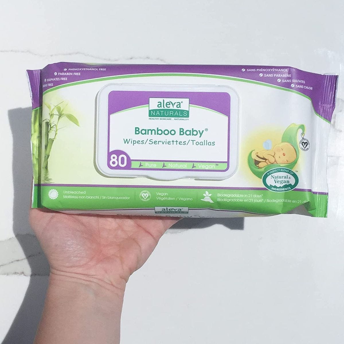 Salviette per bambini in bambù, ultra sensibili, 72 salviette