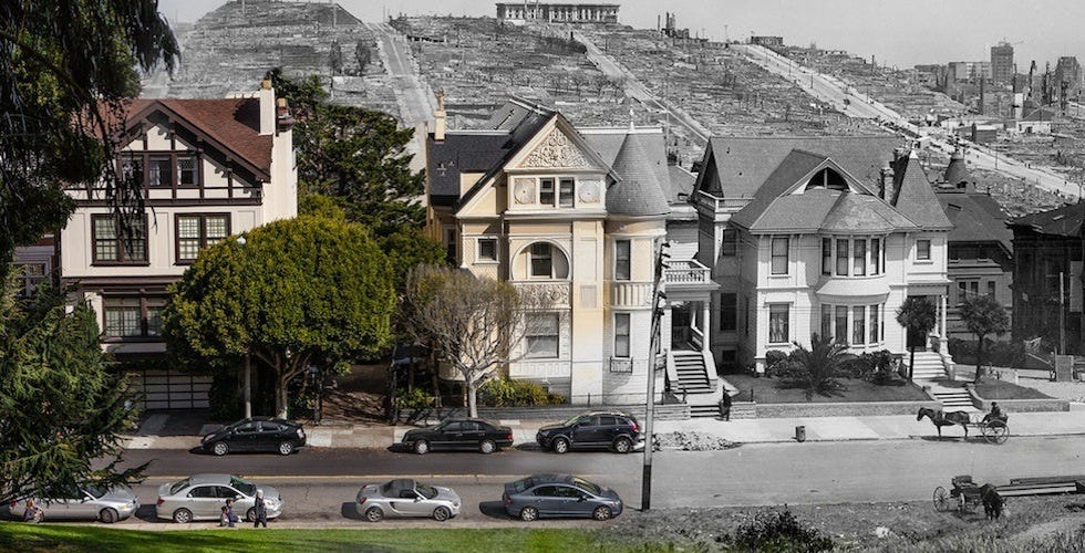 1906 Earthquake Photos Merged With Modern San Francisco