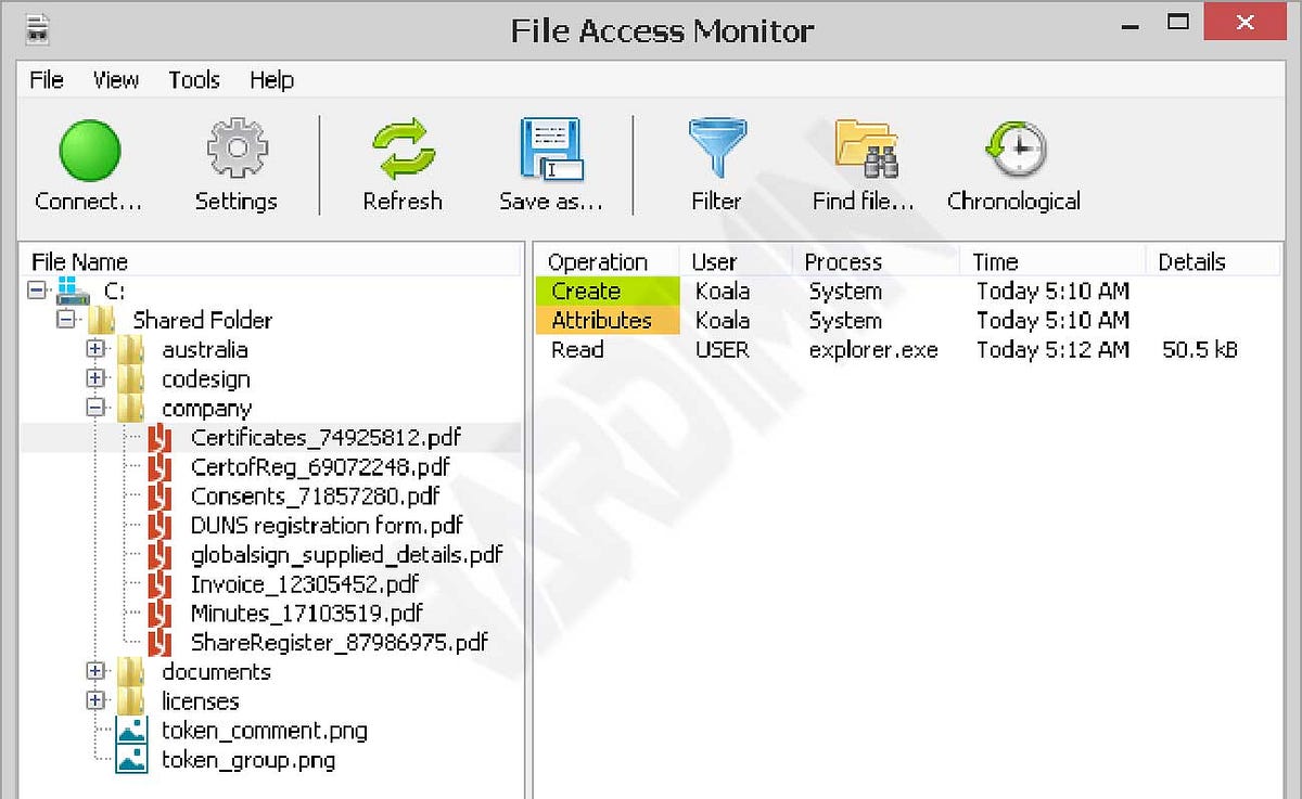 SoftPerfect File Access Monitor 1.02 — Track who’s reading and making changes to each file by