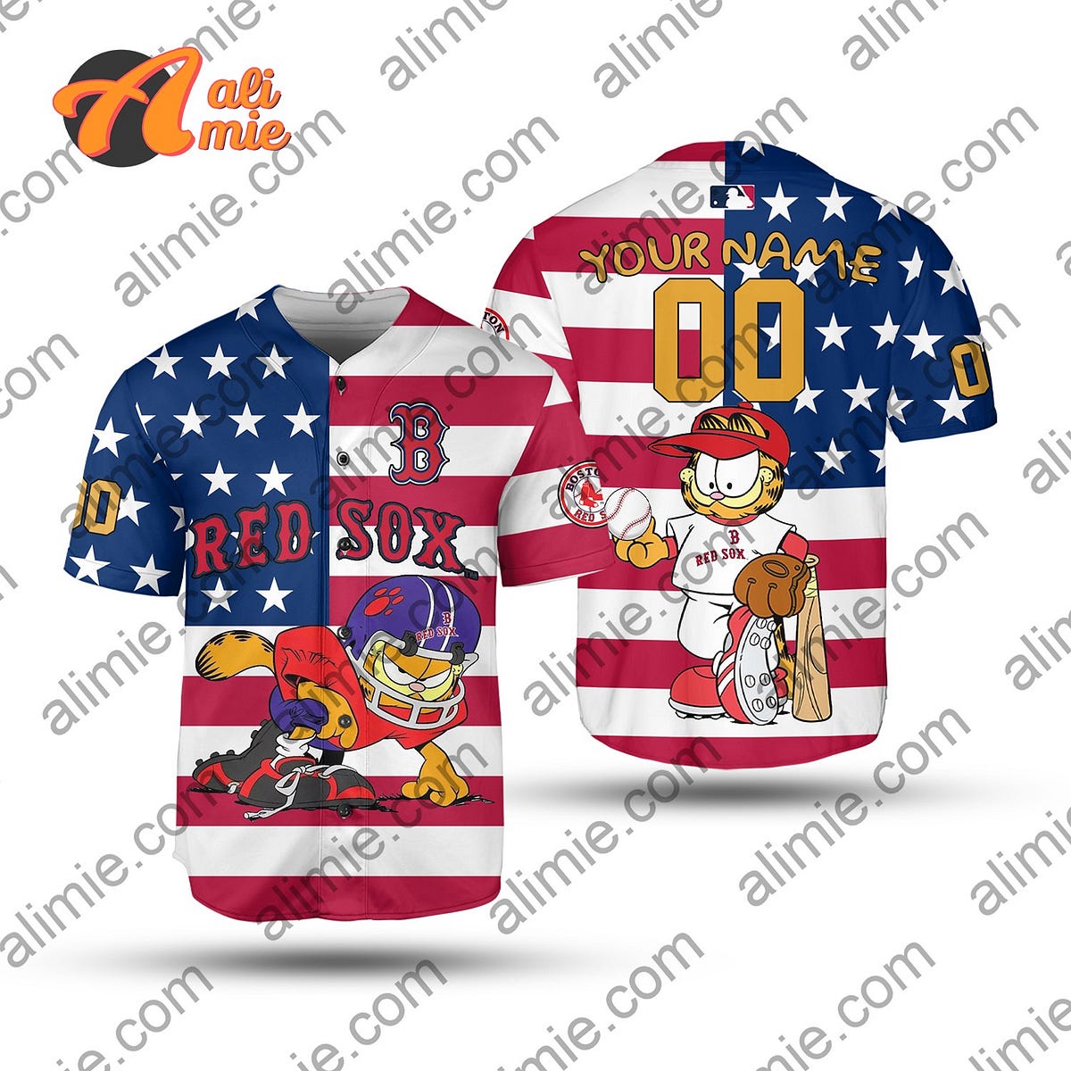 MLB Boston Red Sox The Simpsons 4Th Of July Independence Day Personalized  Jersey - Storealimie - Medium