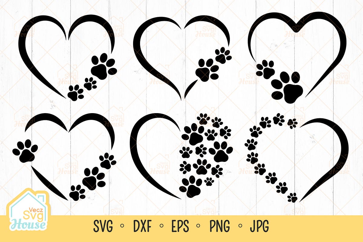 Dog Paw Print Heart Frame Monogram SVG Free | by Synapsesurfer | Jul ...
