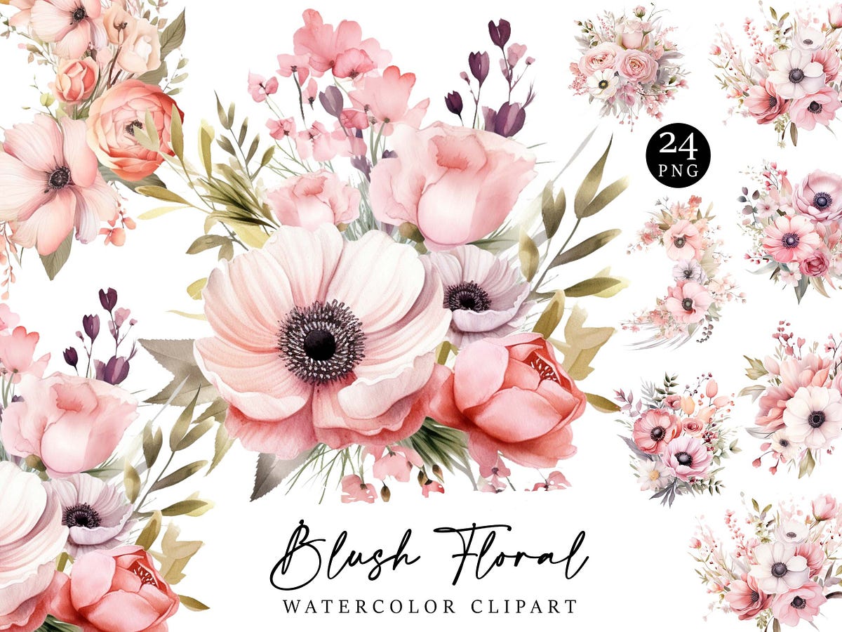 Watercolor Blush Floral Clipart Bundle | by Codecrafter | Jul, 2024 ...