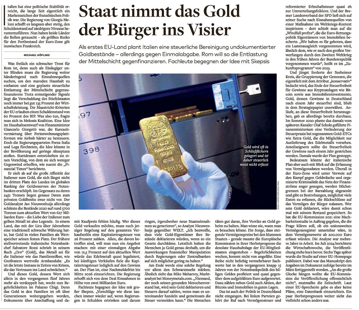 Das Gold-Dilemma: Italiens umstrittenes Offenlegungsprogramm für  Edelmetalle im Jahr 2025 | by Breaking Nasdaq | Medium