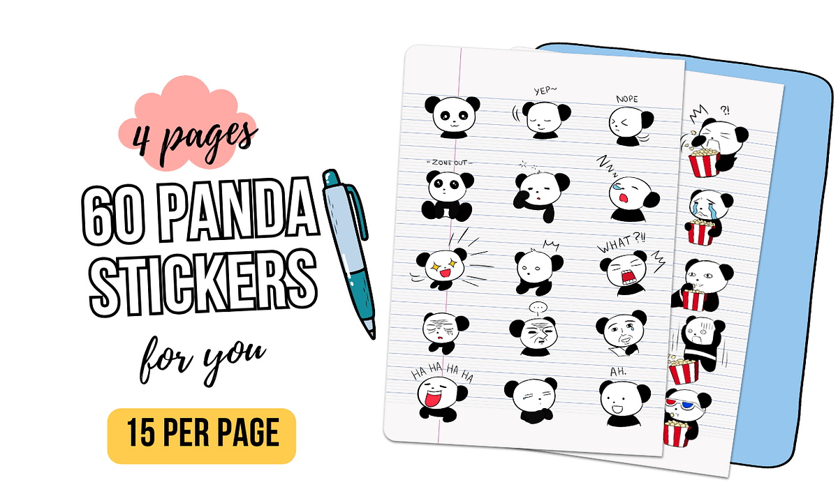 Panda Expressions Stickers Free Download | by Neonnatalie | May, 2024 ...