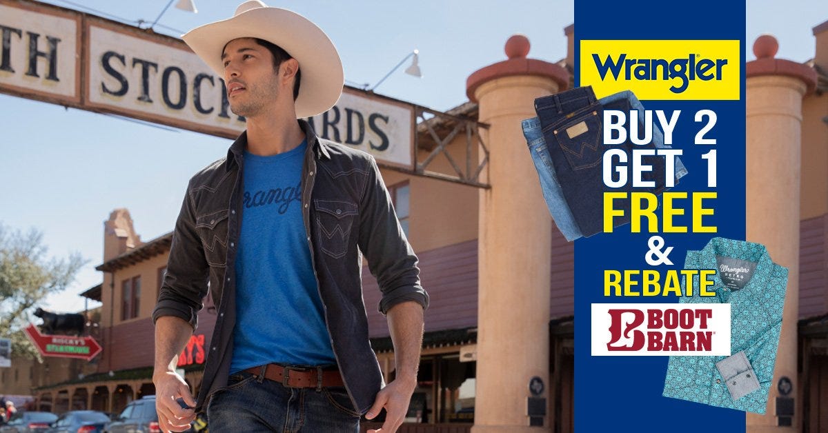Wrangler Jeans Buy 2 Get 1 FREE & $10 Shirt Rebate for Fort Worth Rodeo  Fans! | by Cowboy Lifestyle Network | Medium