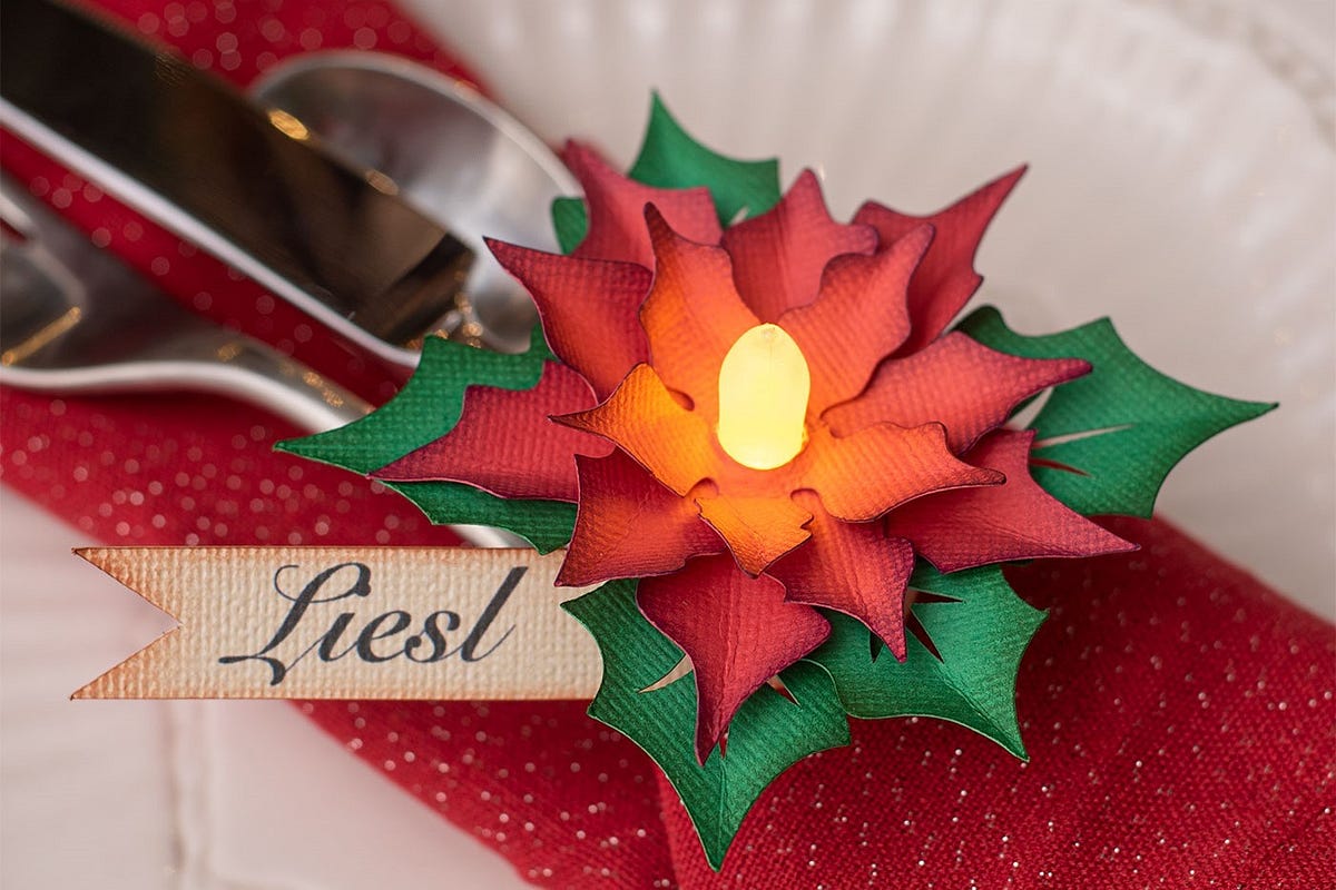 Poinsettia Tea Light (christmas 3d Svg Crafts) 