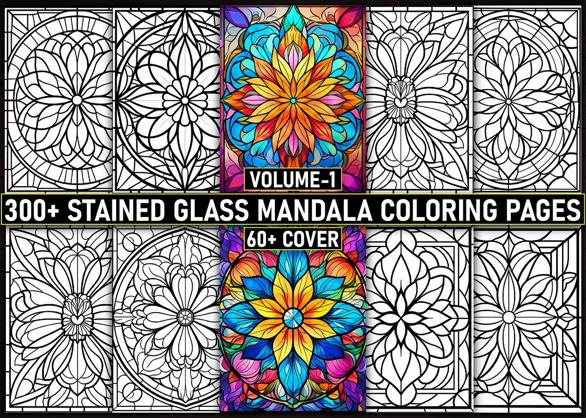 300 Stained Glass Mandala Coloring Pages Free | by Auroraskye | Aug ...