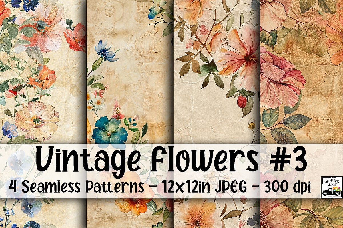 Vintage Flowers Digital Papers #3 Free | by Infiniteimagery | Jul, 2024 ...
