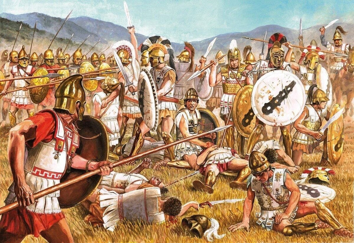 The last stand of the Sacred Band of Thebes at the Battle of Chaeronea in 338 B.C. Artist: Marek Szyszko.