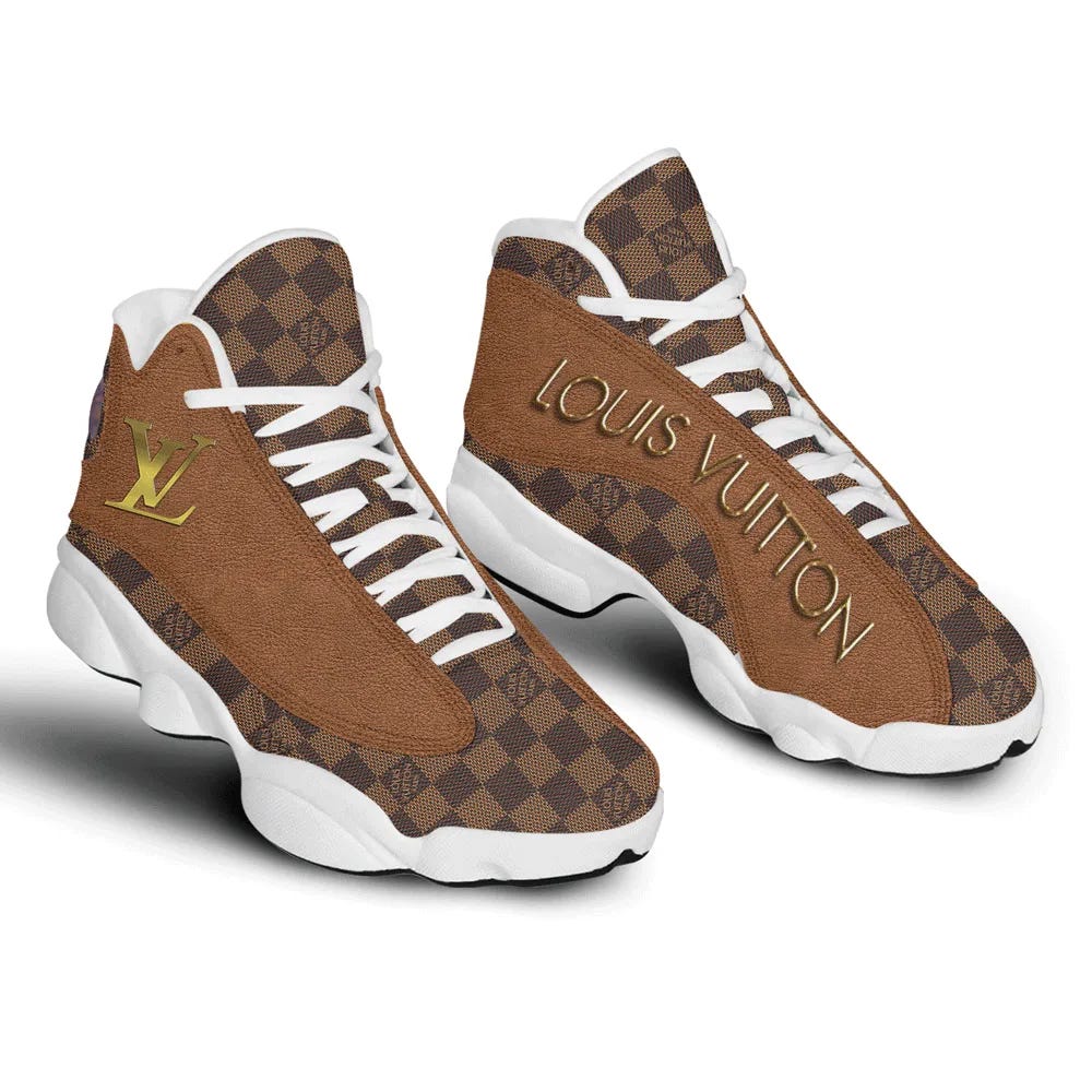 Luxury Louis Vuitton LV Air Jordan 13 Sneakers Shoes Brown White