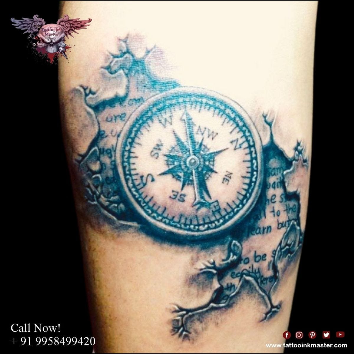 A personalised compass from a - Odditorium Tattoo Studio