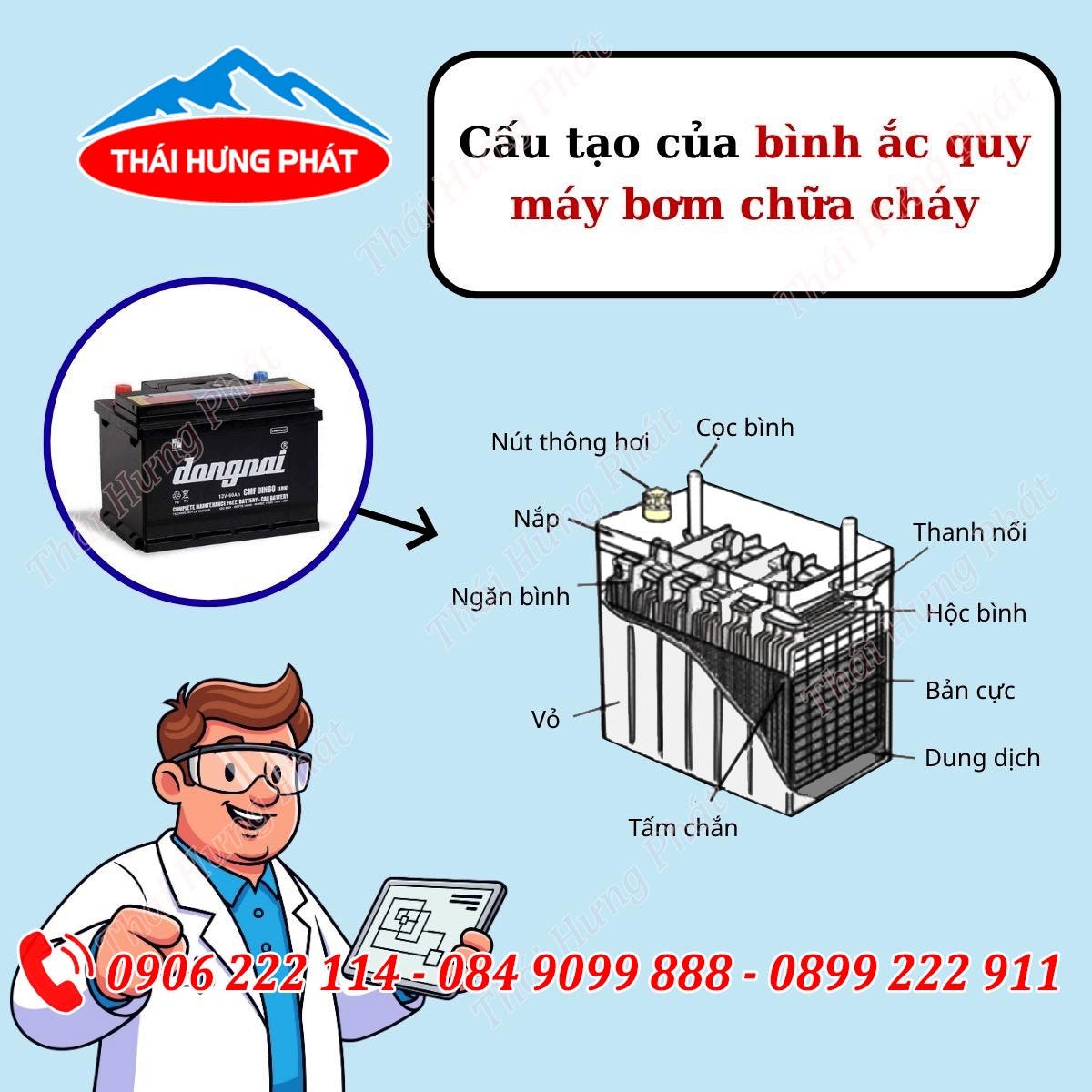 Tìm hiểu những thông tin cơ bản về bình ắc quy máy bơm chữa cháy
