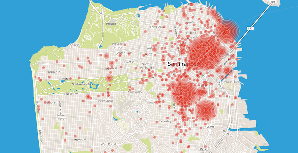 Image of: Map: This is Where Thieves Love Stealing Bikes in SF — The Bold Italic — San Francisco