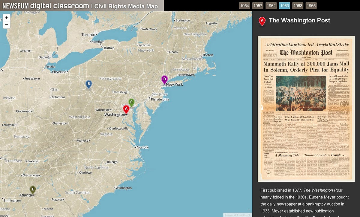 Newseum Launches Civil Rights Map | by Mapbox | maps for developers
