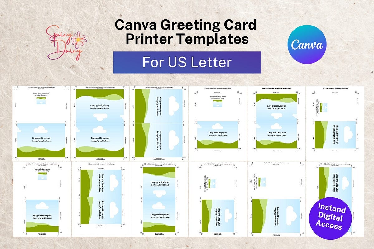 Greeting Card Canva Template — Us Letter Free Graphic 