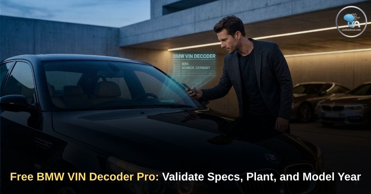Free BMW VIN Decoder Pro: Validate Specs, Plant & Model Year