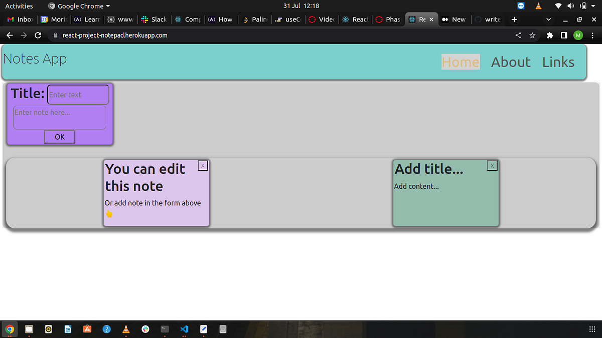 Project Notepad (React.js). At the time of writing this, I had just ...