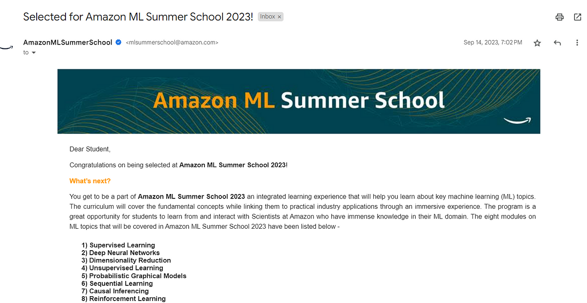 My Amazon ML Summer School 2023 Experience by Suryansh Medium